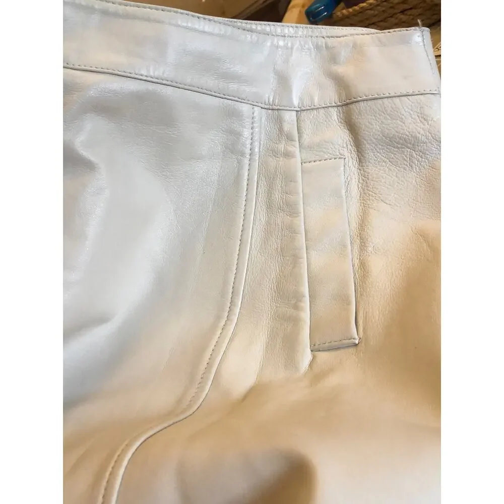 American Vintage Y2K Margaret Godfrey leather ivory skirt size 14